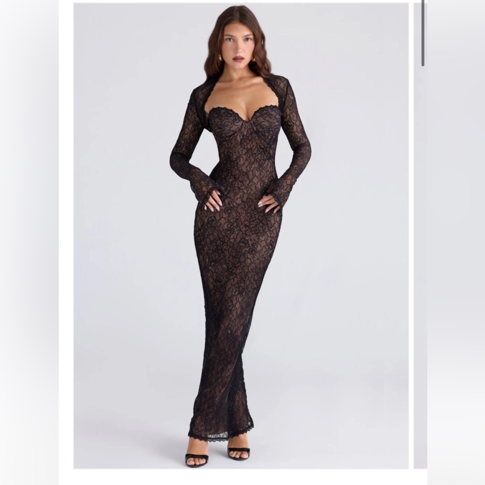 Althea Elise Elegant Black Lace Evening Gown